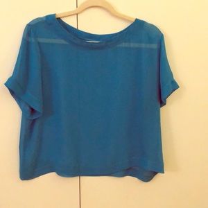 American Apparel turquoise sheer short sleeve top